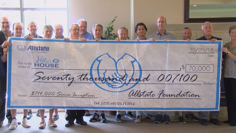 Allstate Foundation presents check for $70,000 to local non-profit Holly's House for domestic...