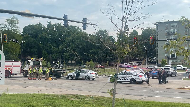 Motorcycle and car crash near Sunset Skate Park