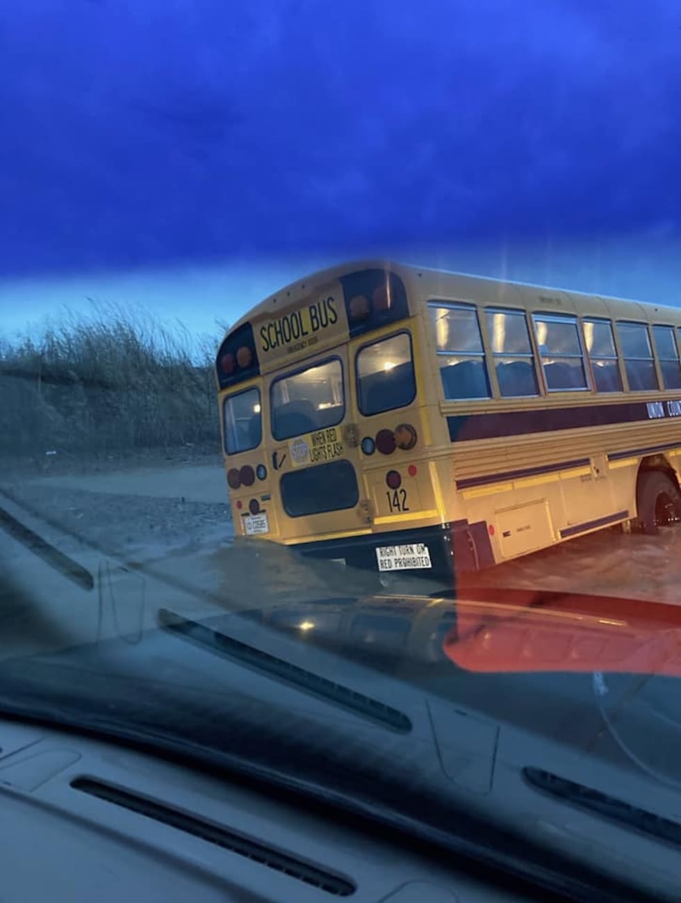 Union Co. school bus stuck in high water