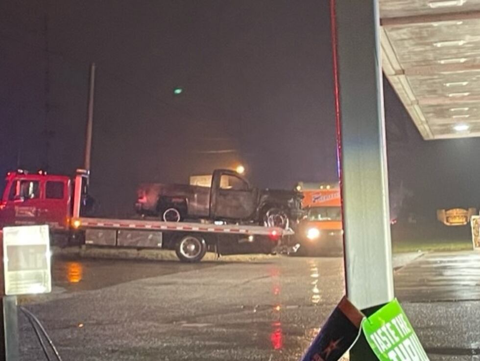 Aftermath of truck that went into building in Warrick Co.